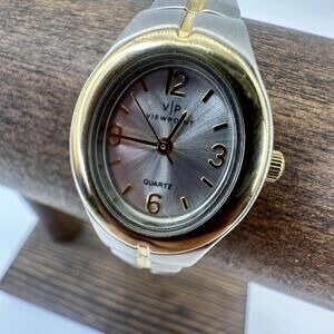 VIEWPOINT Womens Two Tone Stretch Band Quartz Watch 6.75"